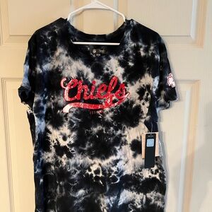 NWT Women’s NFL Team Kansas City Chiefs Apparel Black and White Tie-Dye Shirt XL